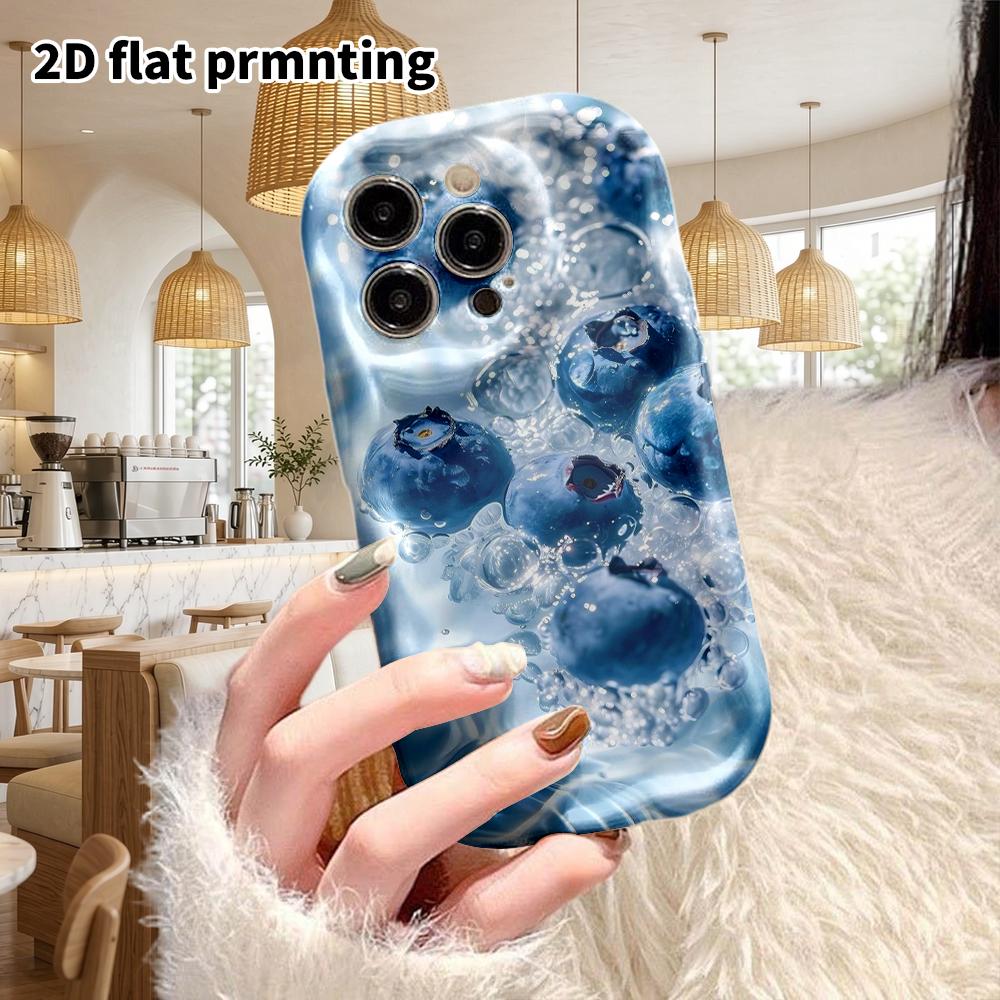 Phone Case: 2D flat design suitable for iPhone 18 17 16 15 14 13 Pro film protective case, couple style, blueberry soda, Christmas and Halloween gifts