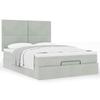ottoman bed with mattress in light grey 140 x 190 cm velvet
