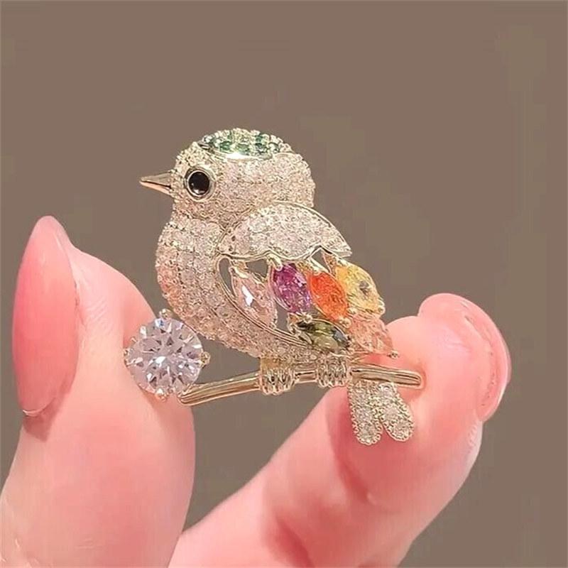 Shiny Rhinestone Cute Bird Corsage Brooch Pins Decorated Clothing Lapel Pin Women Magpie Jewelry