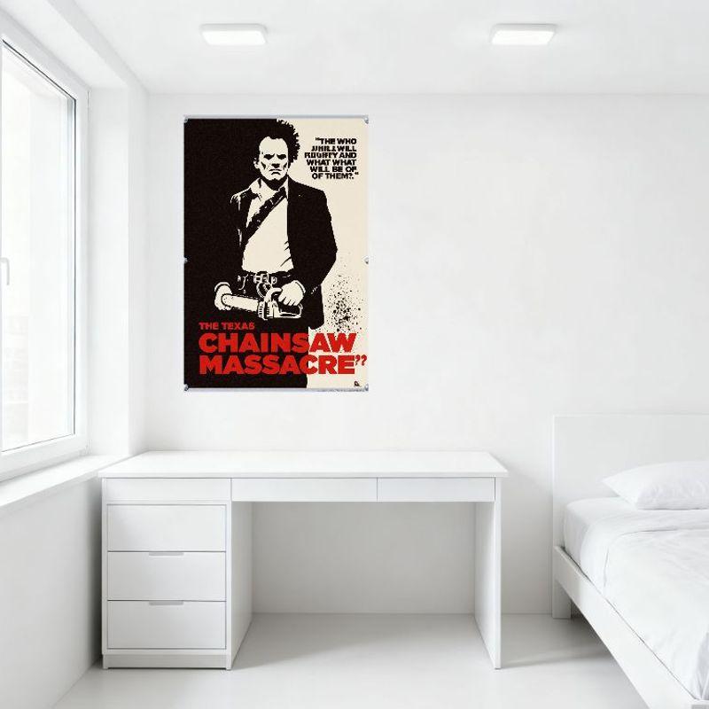 Техасская резня бензопилой Фильм ужасов Металлическая жестяная табличка Винтажная Классический фильм Настенная табличка для мужской берлоги Домашнего бара Кафе Декор