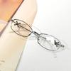 Блестящая металлическая оправа для очков со стразами, женская, золотая, тонкая оправа, модные плоские зеркальные линзы, трендовая, подходит для повседневного ношения