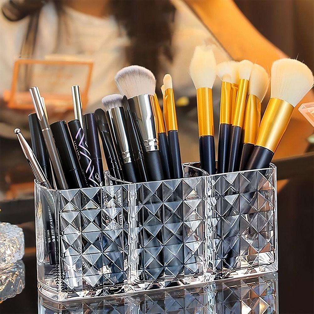Clear Makeup Brush Storage Boxes Durable Eyelash Brushes Organizer Cosmetic Organizer  Desk