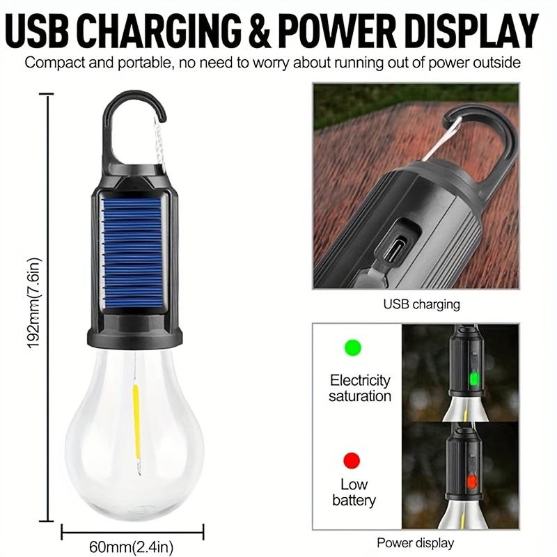 Светодиодный фонарь для кемпинга, уличный фонарь для палатки с USB-зарядкой и зажимом, полированная металлическая поверхность, солнечная литиевая батарея, не меняет цвет, фонарик для кемпинга