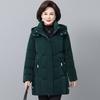 Women's Winter Thickened Jackets Down Cotton Parkas Hooded Quilted Long Pockets Coat Middle Aged Female Overcoat