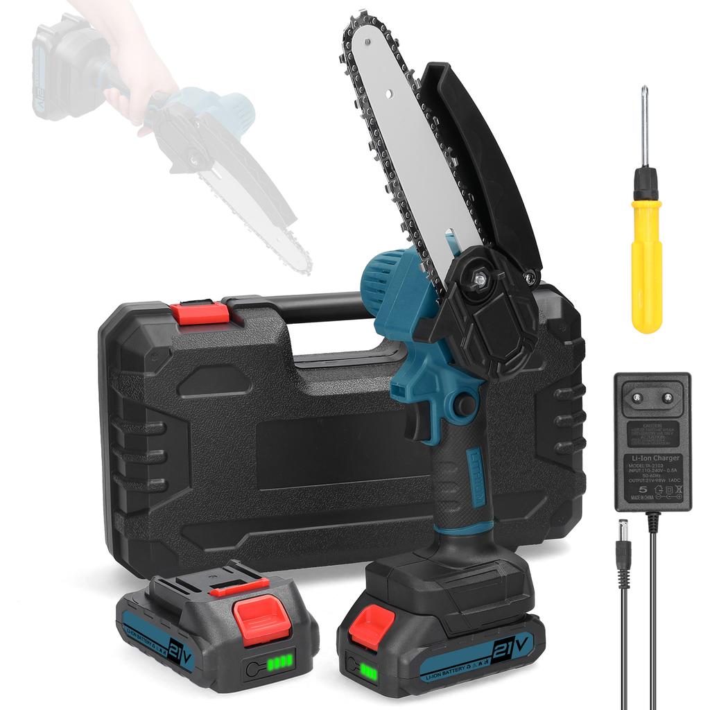 21 В 6-дюймовые портативные электрические обрезные пилы, маленькая бензопила для раскалывания древесины, щеточный двигатель, одна рука