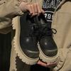Derby shoes men's platform heightening Mickey big head shoes niche retro yellow -X