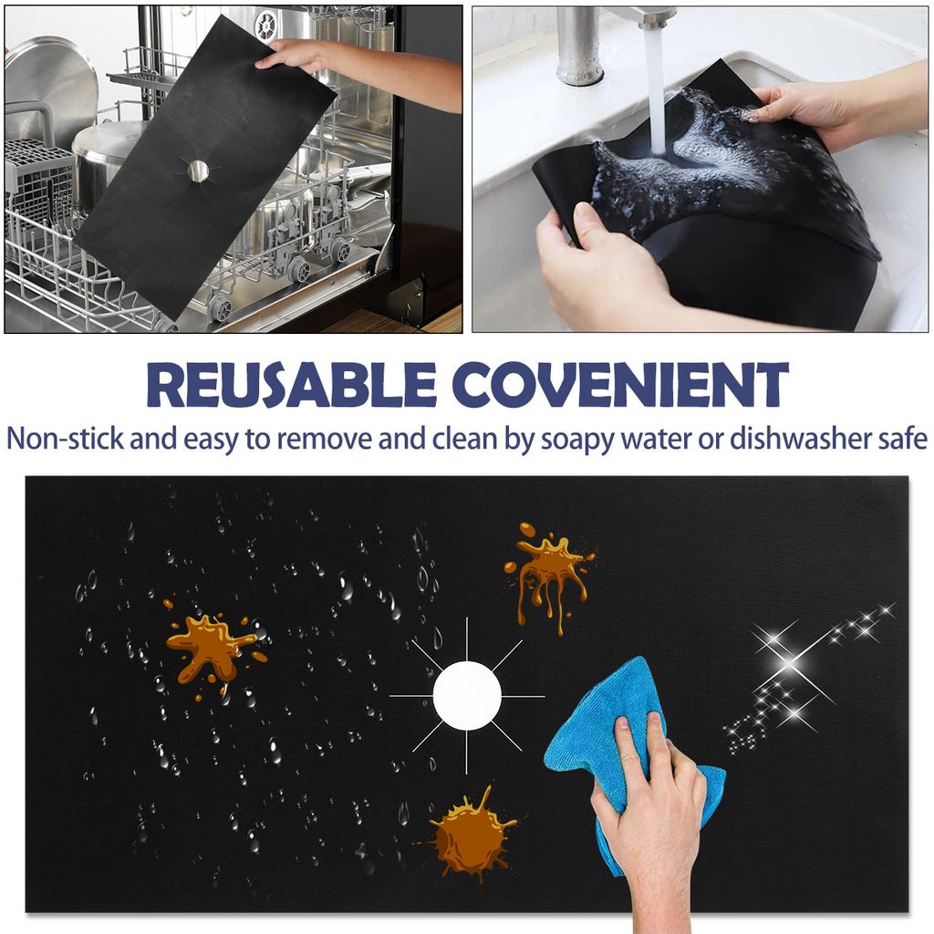 3/8 шт. Чехлы для плиты Многоразовый протектор для газовой плиты Универсальные моющиеся крышки для конфорки плиты Антипригарный термостойкий вкладыш для газовой плиты