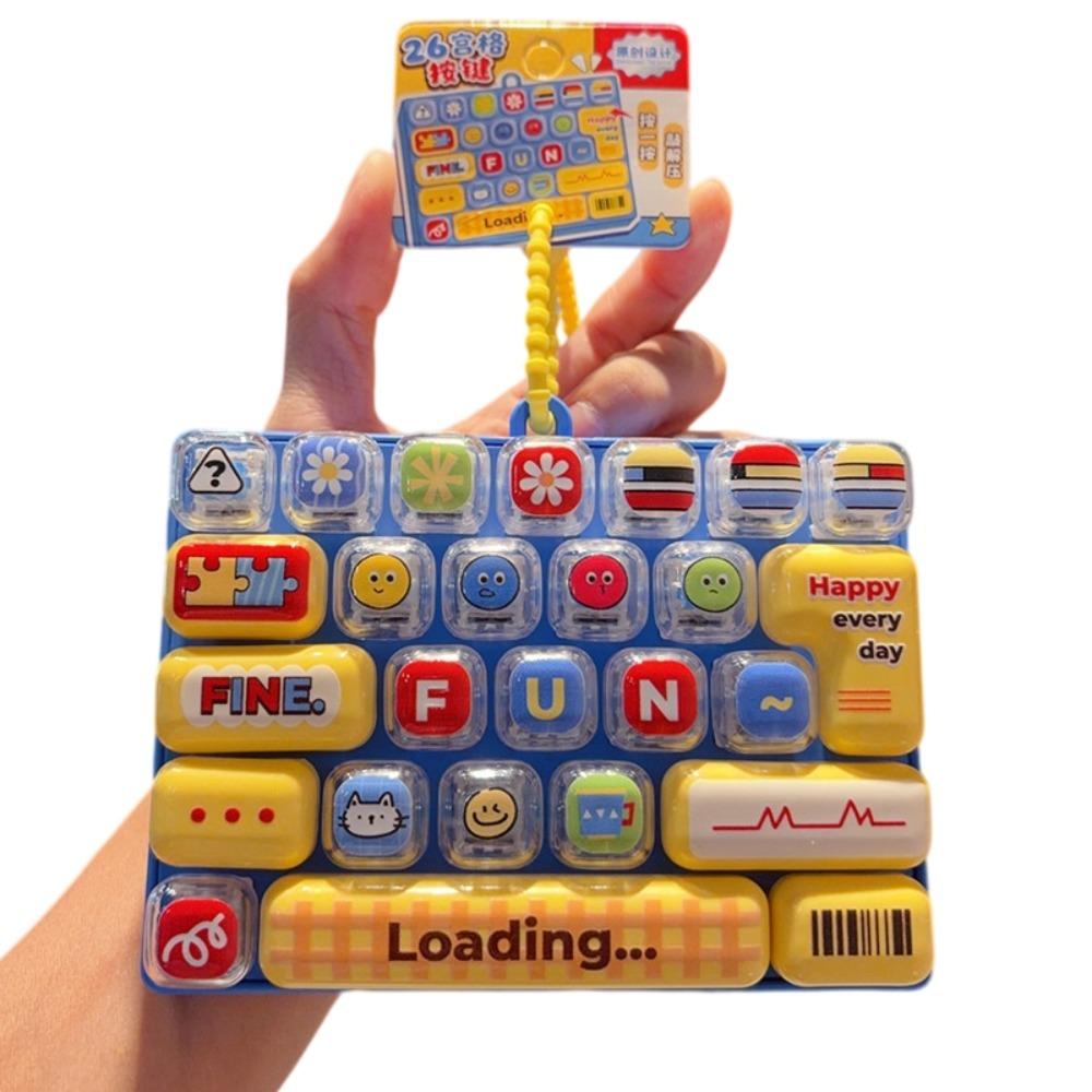 Desktop Decoration 26 Grids Keyboard Clicker Keychain Cartoon Fidget Bag Pendant Travel