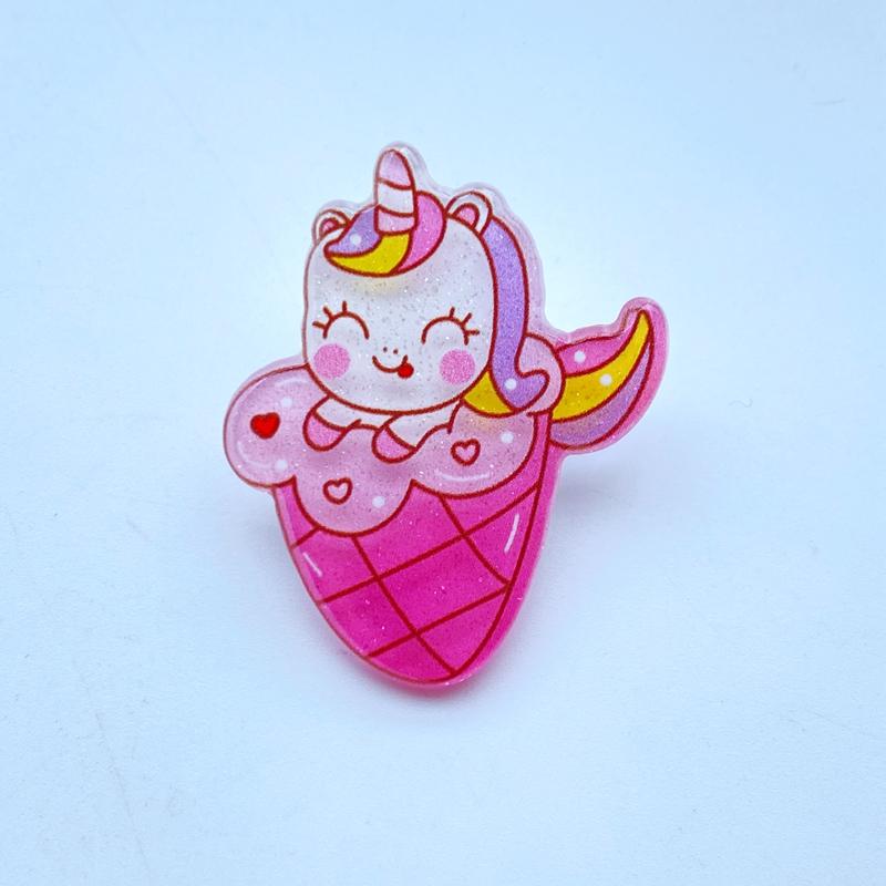 10 шт. Мини Смешанные с блестящими Мультяшные Единороги Акриловые Kawaii Украшения для скрапбукинга DIY Аксессуары H64