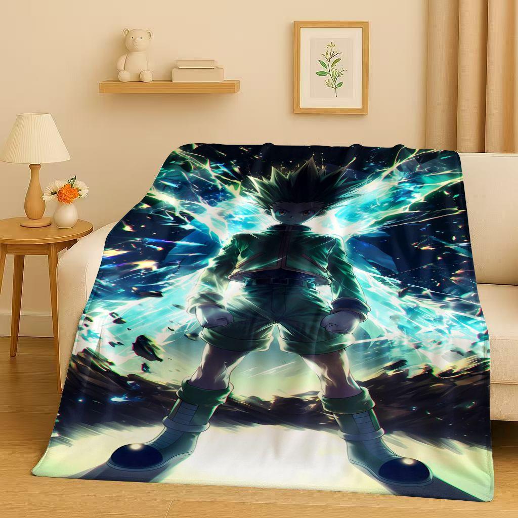 3D Anime Hunter X Hunter Killua Zoldyck Cartoon HXH Flannel Blanket,Ultra Soft Warm Plush Throw for Home Bedroom Bed Sofa Cover