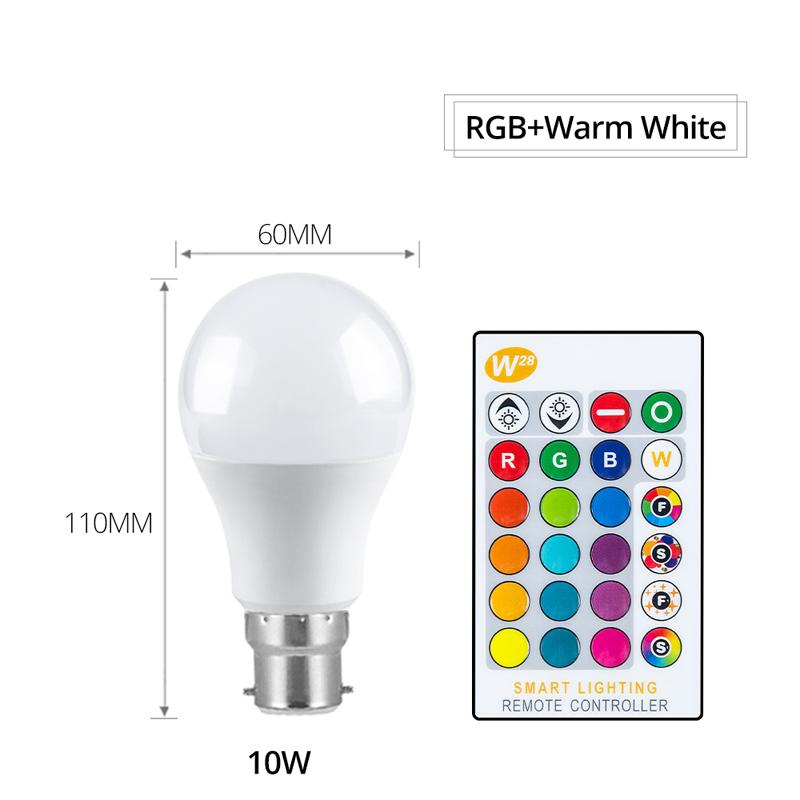 Светодиодная лампа E27 B22 RGB светодиодная лампа 15 Вт 10 Вт 5 Вт RGBW с регулируемой яркостью ампулы светодиодные умные фонари для украшения дома к празднику с дистанционным управлением