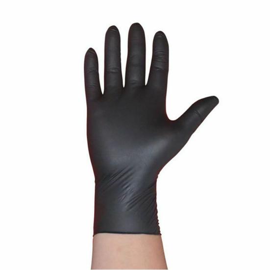 100Pcs Black Nitrile Disposable Gloves Medical Exam Latex Powder-Free Food Safe Textured Fingertips