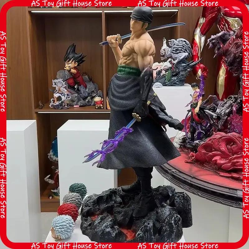 One Piece Ророноа Зоро 50 см 5 сменных голов Аниме Коллекционная статуэтка Модель Фигурка Украшение Взрослая игрушка Подарки