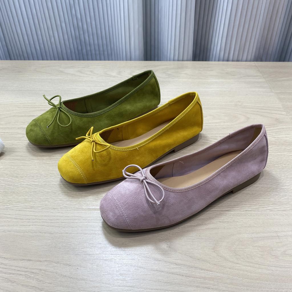 European Bow Shallow Mouth Single Shoes Women's 2025 Spring New Flat Grandma Shoes with Skirts Evening Shoes Tide