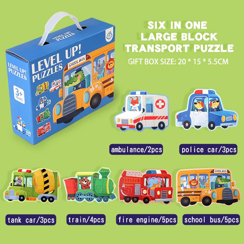 Wooden Jigsaw Puzzles for Toddlers Cartoon Animal Paper Puzzles Montessori Early Learning Education Toys Set Gifts Box for Kids