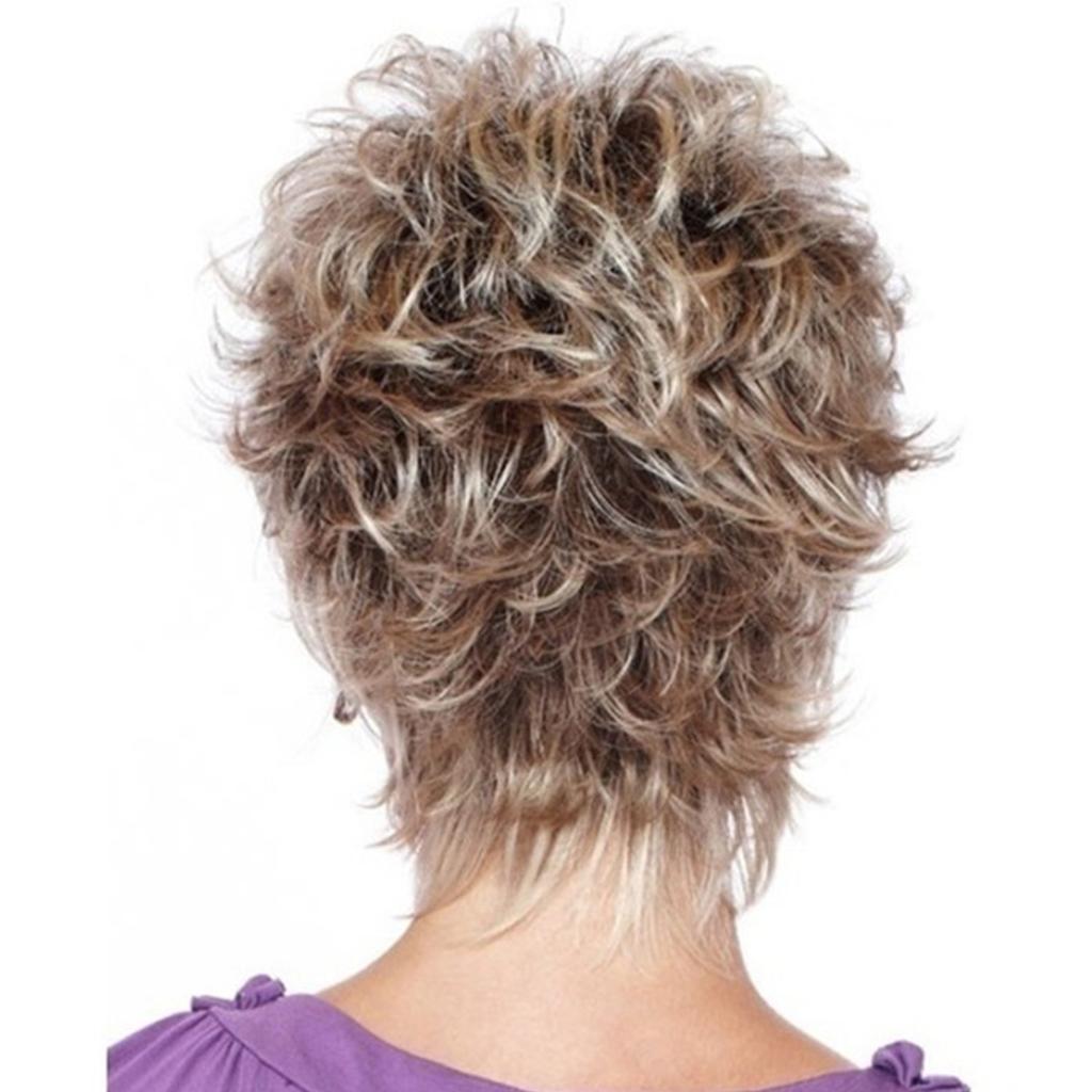 Женская мода Короткие синтетические парики Светлые волосы Ombre Костюм Парики для женщин Пушистый натуральный вьющийся парик Парик из высокотемпературного волокна