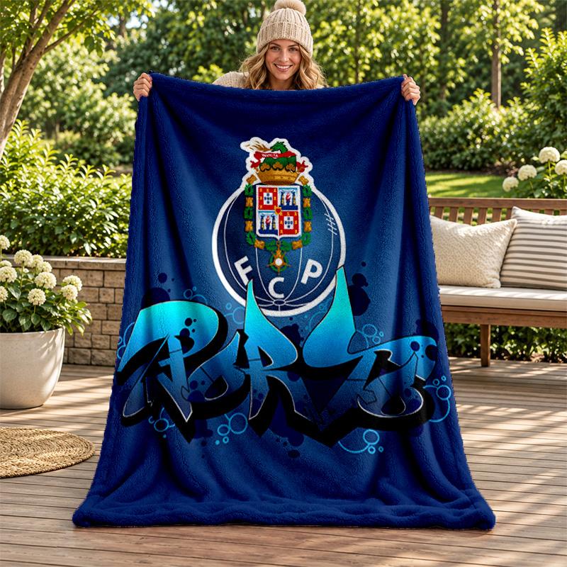 FC Porto blanket Flannel Blanket Soft Cozy Plush Throw for Sofa Bed Lightweight Home Decoration Gifts for Christmas various holidays