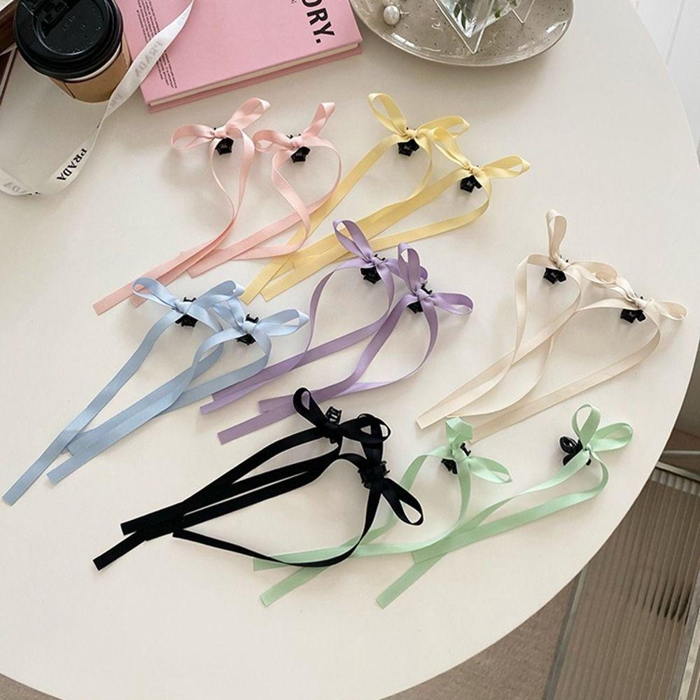 Hair Tool Ribbon Korean Style Headwear Balletcore Bow Hairpin Girl Hair Clip Small Hair Claw