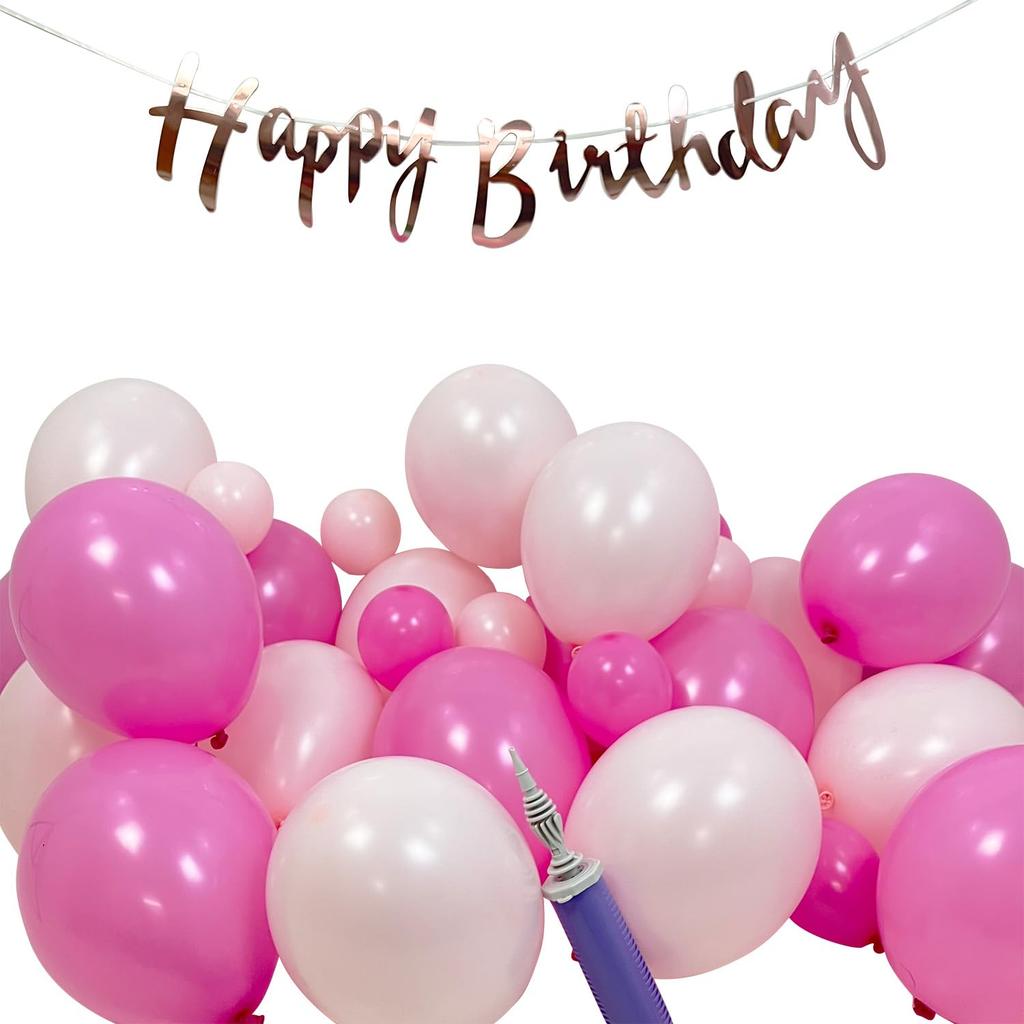 TakaraTec Birthday Balloon Garland Balloons Set of 30 with Air Pump Pink Decorations Party Favorite OBSPIGL1
