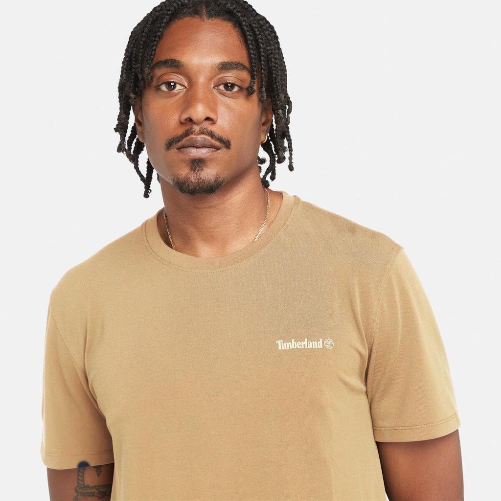 Мужская футболка Timberland цвета светлой пшеницы, с коротким рукавом, из быстросохнущей дышащей ткани Polartec®, размер L (TB0A4215EH31)