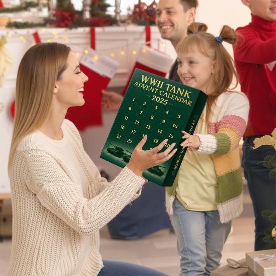 Адвент-календарь «Танк Второй мировой войны 2025» 24 дня Рождественский календарь обратного отсчета с 24 культовыми танковыми украшениями времен Второй мировой войны Сюрпризы для любителей истории