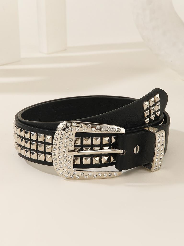And Rivet Fashion Rhinestone Decoration Women Casual Wide Belt For Daily