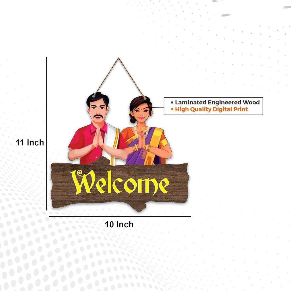 Welcome Sign Wooden Wall Hanger for Gateway | Decor Hanging Ornaments | Door Quotes Hanging | Wall Poster | Wall Art Print | Gift Items for Home Decor