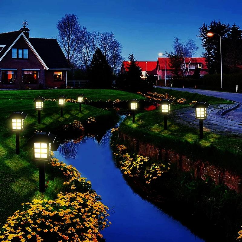 1/2/4/6/8 шт. светодиодные лампы для газона, солнечные дорожки, пейзажные водонепроницаемые уличные украшения для двора, ночные светильники, садовые торшеры