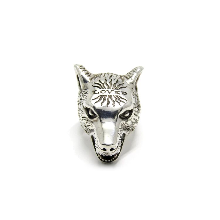 Gucci Anger Forest Series Wolf Head Pattern 925 Silver Ring Unisex rings 476902