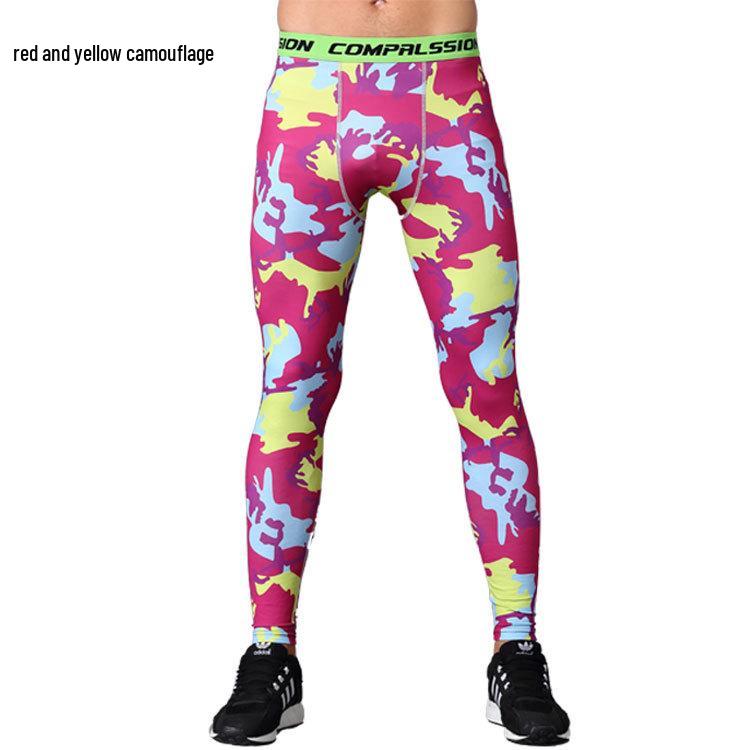 Мужские быстросохнущие компрессионные тайтсы для бега с камуфляжным принтом