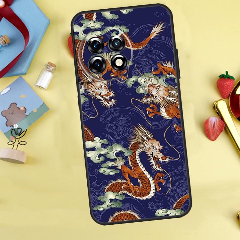 Японский чехол DRAGON TATTOO для OnePlus 13R 12R 13T 15 13 12 11 10 9 10R 10T 8T Nord 5 CE 4 2 3 Lite N20 N30