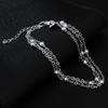 Fashion Jewelry 925 Silver Plated Women's Three-layer Bead Chain Bracelet