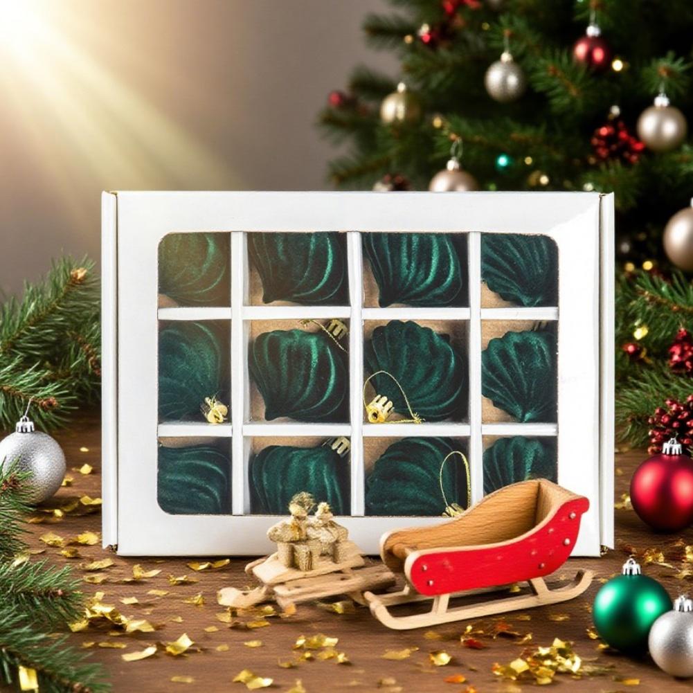 Набор плюшевых рождественских украшений с 12 шарами в форме луковицы, предназначенный для элегантного украшения праздничной елки и дома