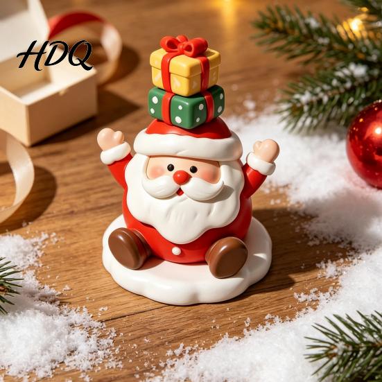 Creative Holiday Presents for Friends Christmas Resin Figurine Cute Clay Style Santa Snowman Gingerbread Man Compact Decor Office Statue Festive