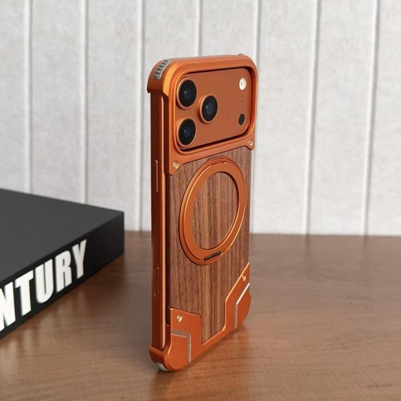 Magnetic Metal Phone Case With Built-in Kickstand IPhone 16 Pro Max 17 15 Aluminum Armor Cover