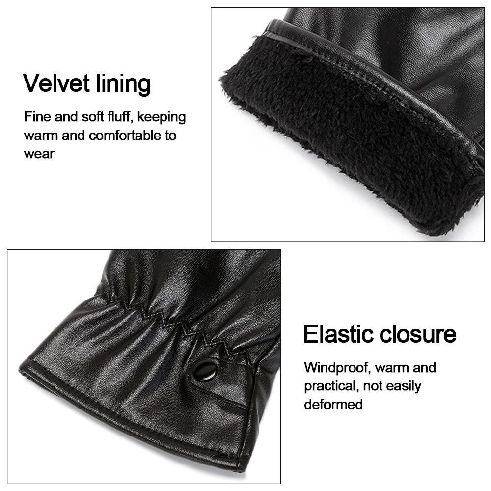 Толстые плюшевые варежки с полными пальцами, перчатки из ПУ кожи с сенсорным экраном, пушистые теплые варежки, мужские