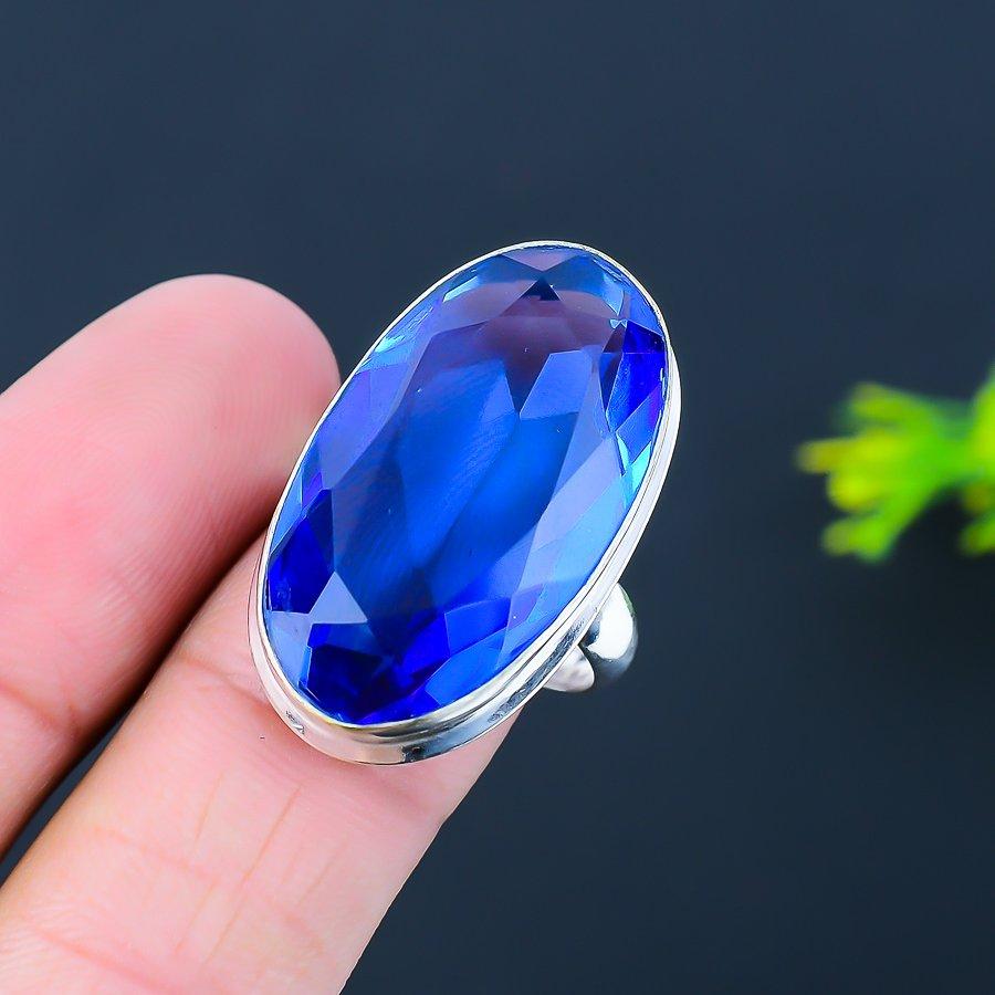London Blue Topaz Gemstone 925 Sterling Silver Gift Jewelry Ring Size 10