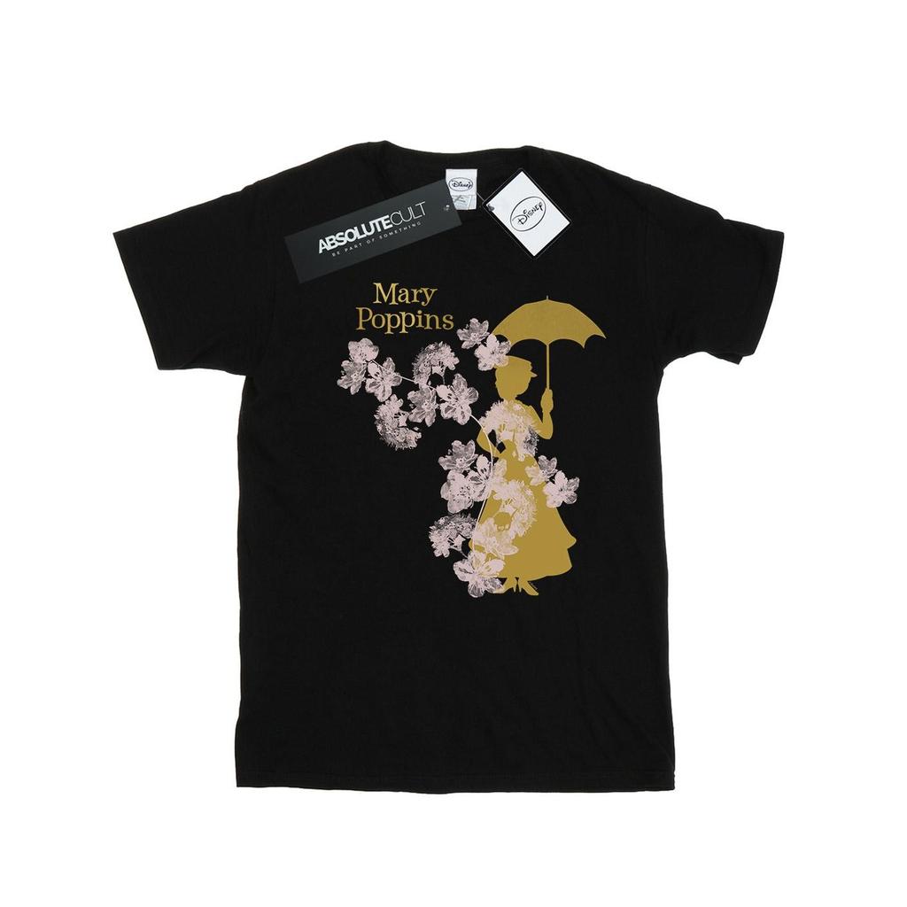 Disney Womens/Ladies Mary Poppins Floral Silhouette Cotton Boyfriend T-Shirt