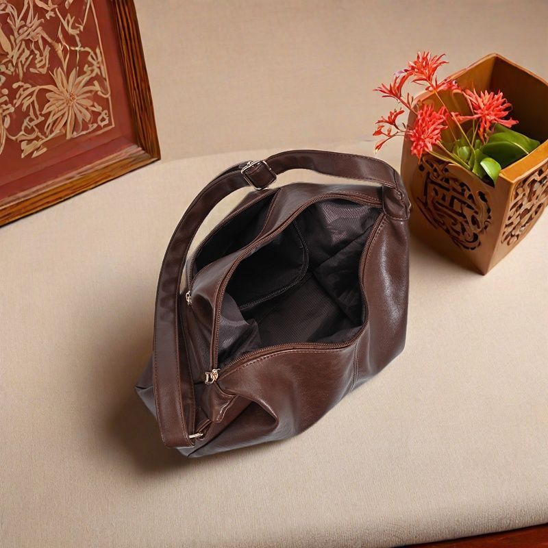 IELGY Ladies Tote Bag Retro Soft Leather Shoulder Large Capacity Lazy Messenger Bag