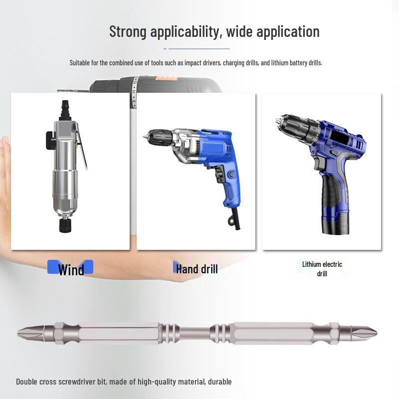 S2 PH2 Magnetic Phillips Bit with Double-Section Electric Drill Screwdriver and Positioning Ring