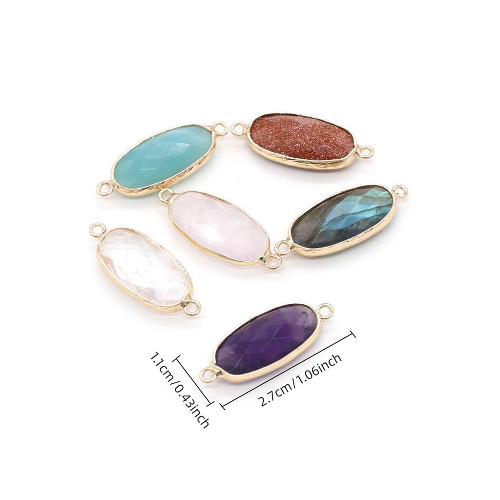 1/5 шт., овальный соединитель с подвеской из кристалла Рейки для исцеления, энергетический натуральный камень аметист, драгоценный камень, соединитель для изготовления ювелирных изделий, ожерелья, браслета своими руками