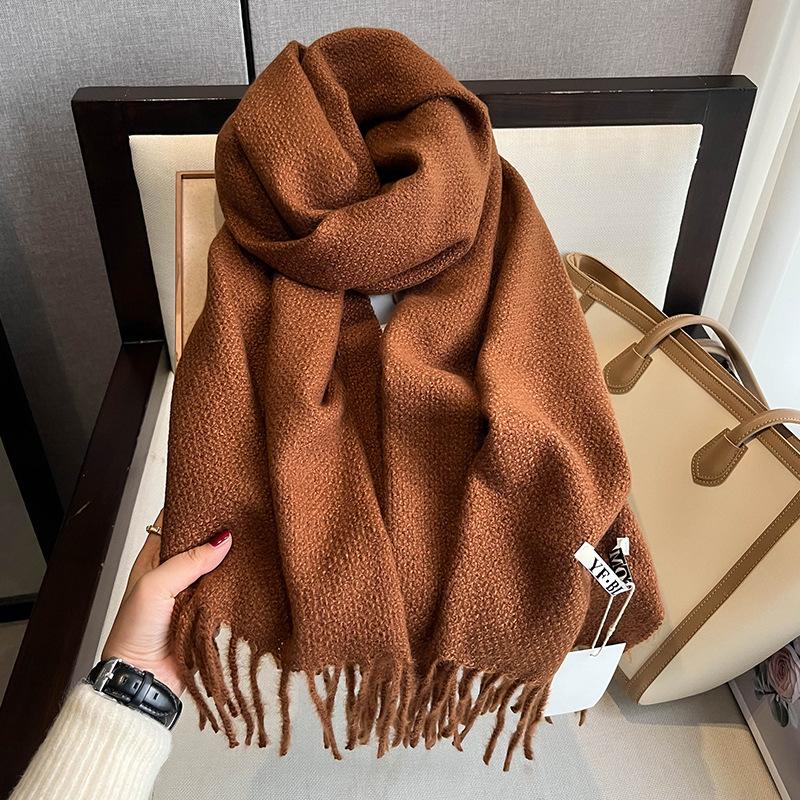 2023 New Fashionable Double Sided Imitation Cashmere Scarf, Warm Scarf for Autumn and Winter, Solid Color Couple Dual Use Shawl