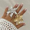 Exaggerated Bilayer Big Flower Ring for Women 2024 Personality Metal Punk Party Finger Ring Jewelry Accessories