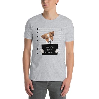 Funny Jack Russell Terrier Mugshot T-shirt Mens Kids Womens: Bad Dog Lover Unisex Tee