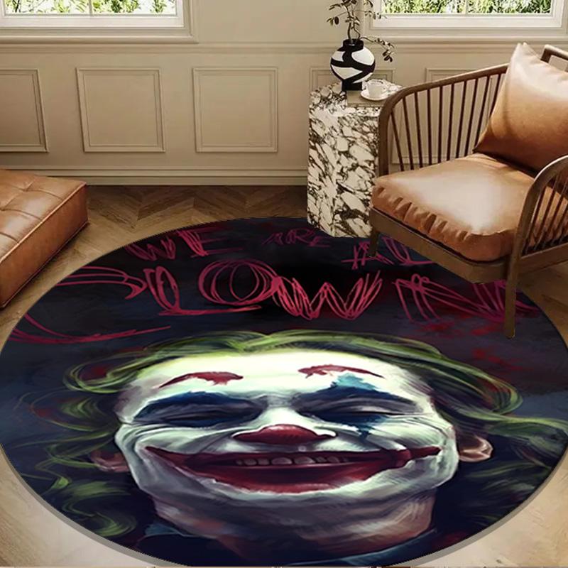 Jo-ker In Green Suit Round Rug for Livingroom,Bedroom, Palyroom, Chair Rug, Area rug, Circle Carpet, Large Size Decor Fan Christmas gift
