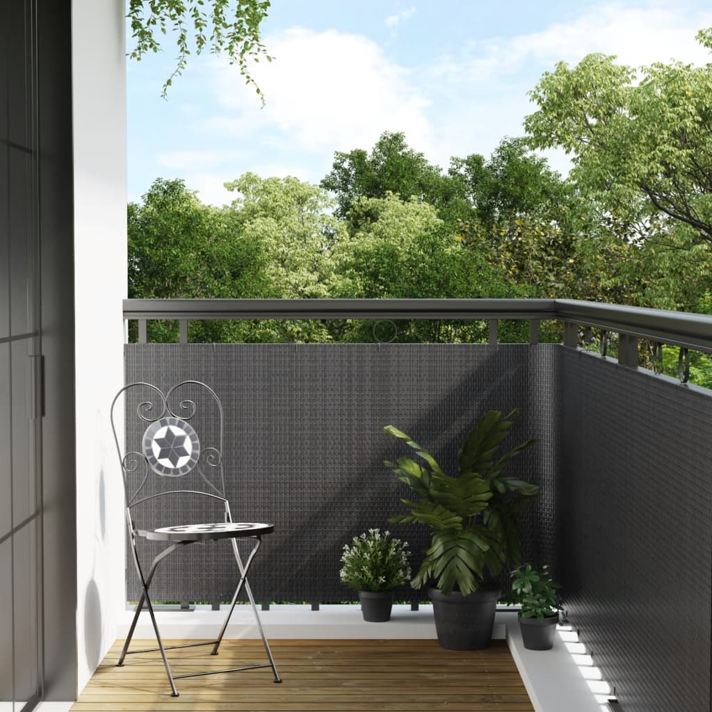 Vidaxl Parawan Balkonowy, Antracytowy, 500X90 Cm, Polirattan