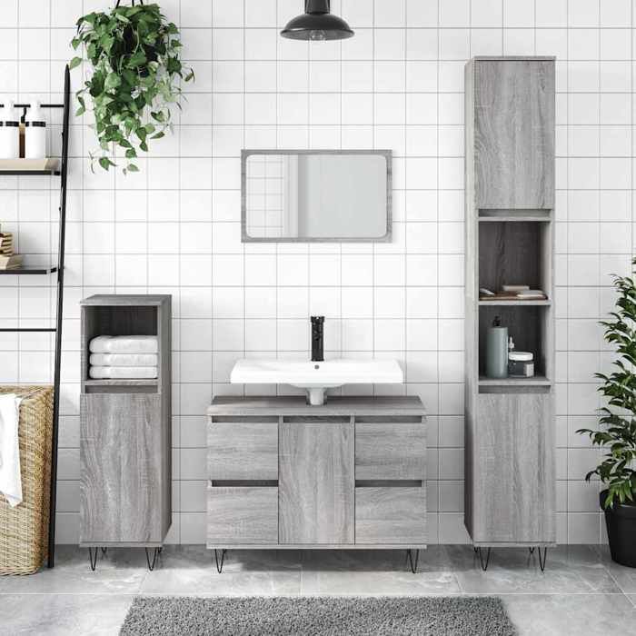 VidaXL Bathroom Cabinet Sonoma Grey 80x33x60 Cm Engineered Wood 831658