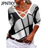 JPNTKY Women's Fashion Casual Summer Short Sleeve V-Neck Blouses & Shirts
