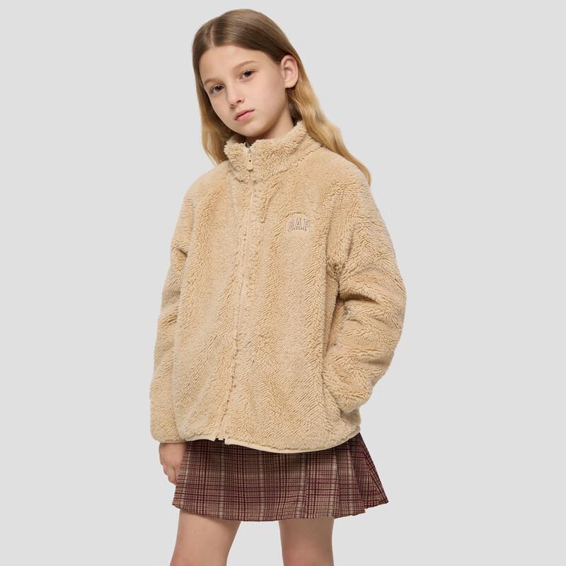 Gap Kids' Unisex Plush Logo Embroidered Stand Collar Sweatshirt