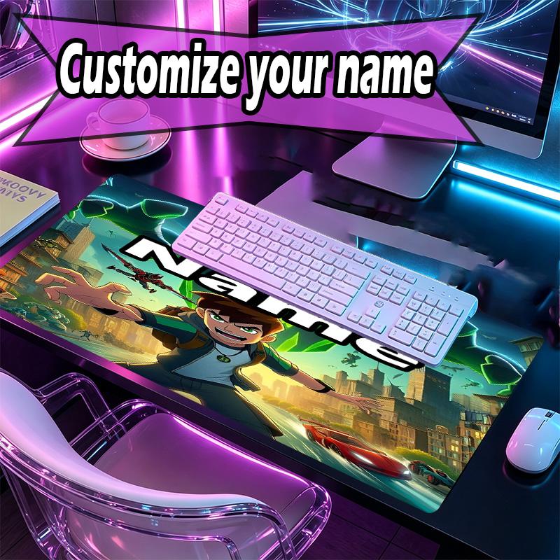 Custom Name Personalized Ben 10 Cartoon Pattern Mousepad, Laptop PC Desk Mat, Decorative Desk Mat for Home Keyboard Pad Gift
